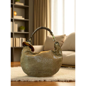 Jimmy Choo Gold Suede Metallic Hobo Bag